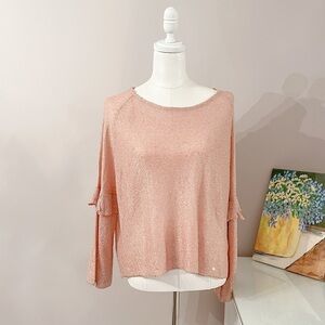ZARA Knitwear Collection Pink Sparkle Bell Sleeve Blouse – NWT